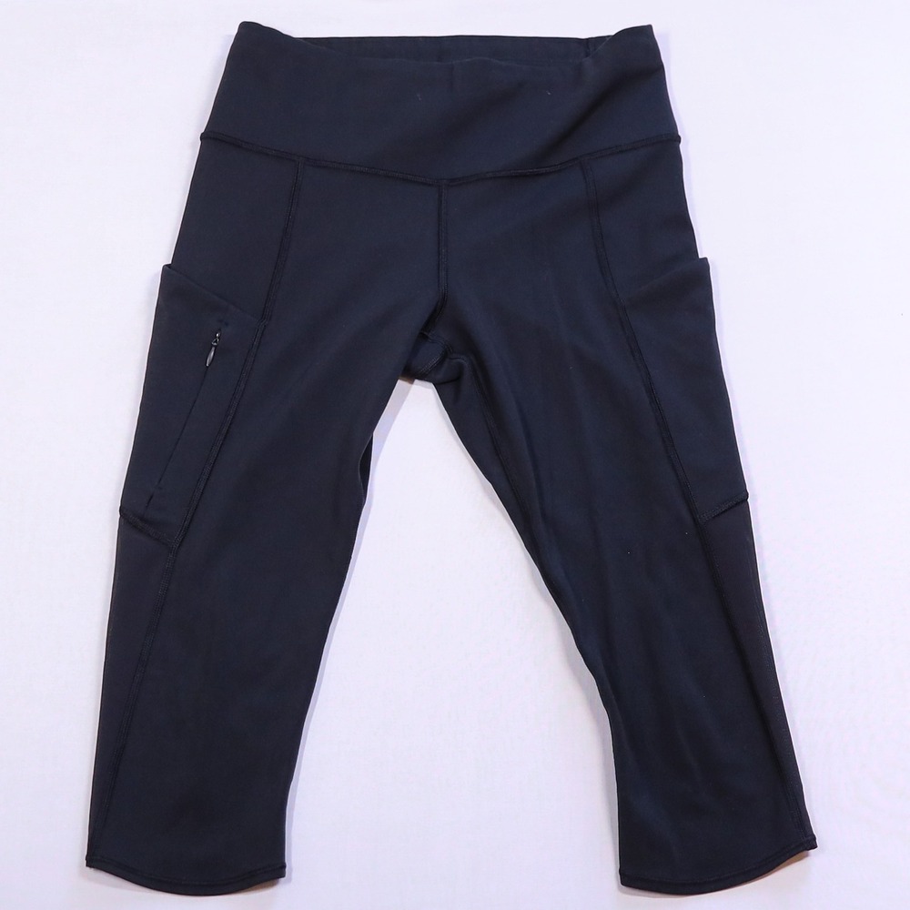 Athleta Salutation Stash Pocket Capris Women Size S Black Yoga Leggings 210144